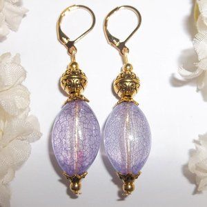 Purple Earrings, Purple and Gold Earrings, Earrings, Beaded Earrings, Gift 7617